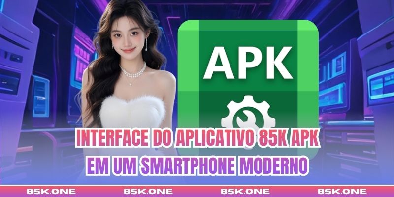 Interface do aplicativo 85K APK em um smartphone moderno