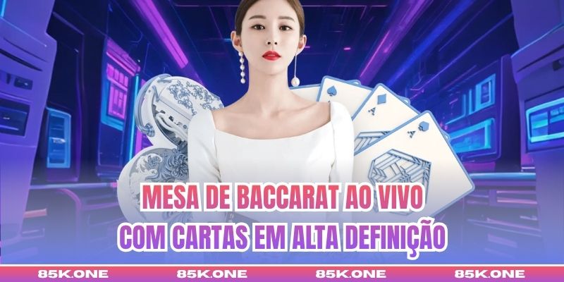 Mesa de Baccarat ao vivo com cartas em alta definição